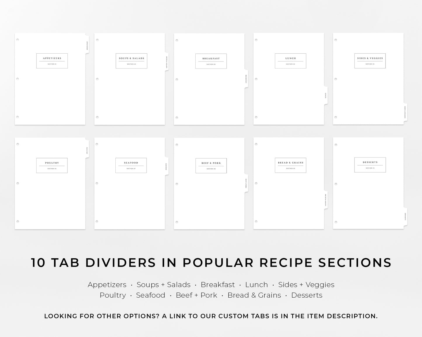 Recipe Binder Tabs - Modern Label