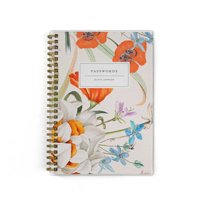 Our password keepers are the perfect little notebook for storing all of your logins, shown in a colorful vintage botanical design