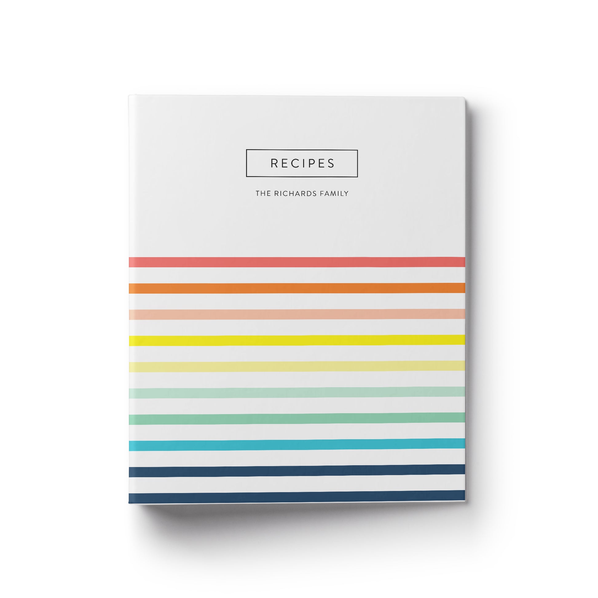 A rainbow stripe custom recipe binder makes the perfect gift for any occasion