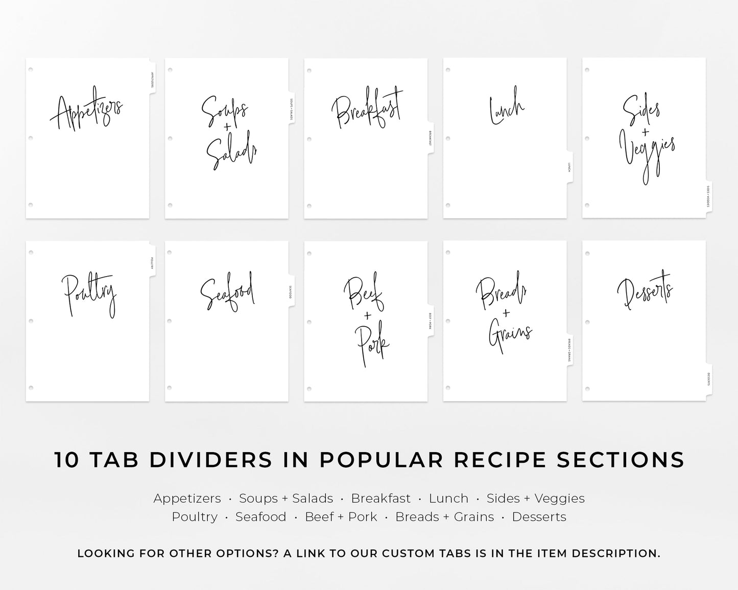 Recipe Binder Tabs - Modern Script